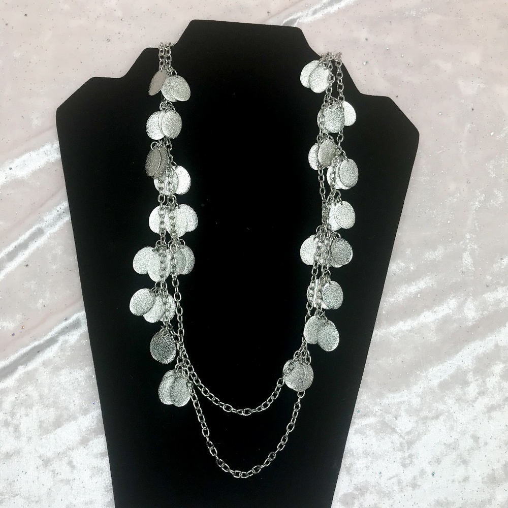 🌺 Silver fish scale Double Row Necklace